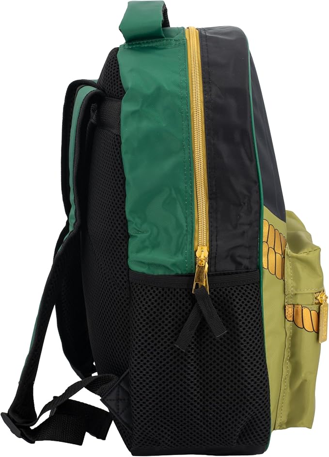 Fortnite Big Dill Backpack for Boys & Girls, 16 Inch Nylon Twill Big Face Schoolbag withMetal Fortnite Zipper Pull, Green