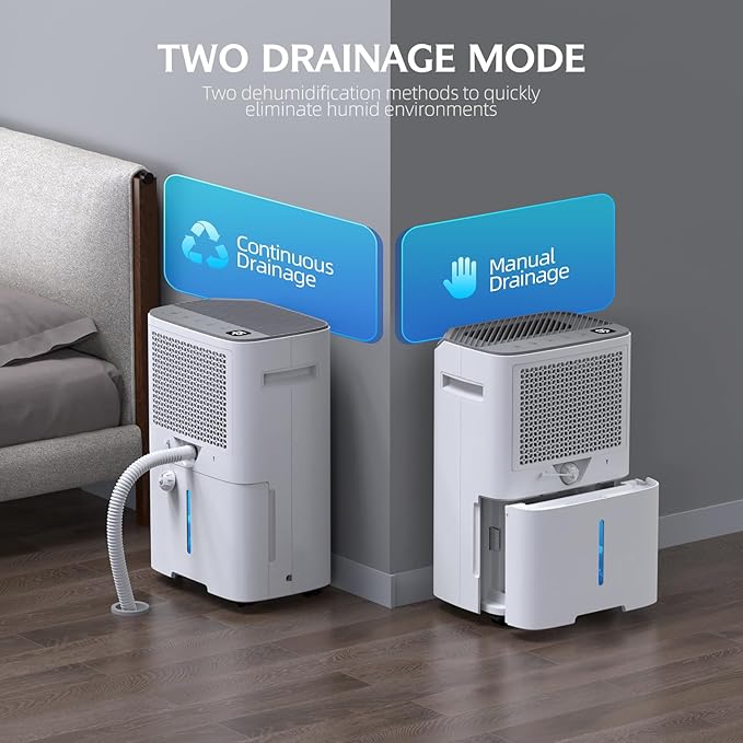 2500 Sq.Ft Smart Compressor Dehumidifiers for Home, Basement Bedroom,Bathroom, 34 Pints Energy Star, Auto or Manual Drainage, with Drain Hose,Continuous Drainage, Auto Defrost, 24H Timer
