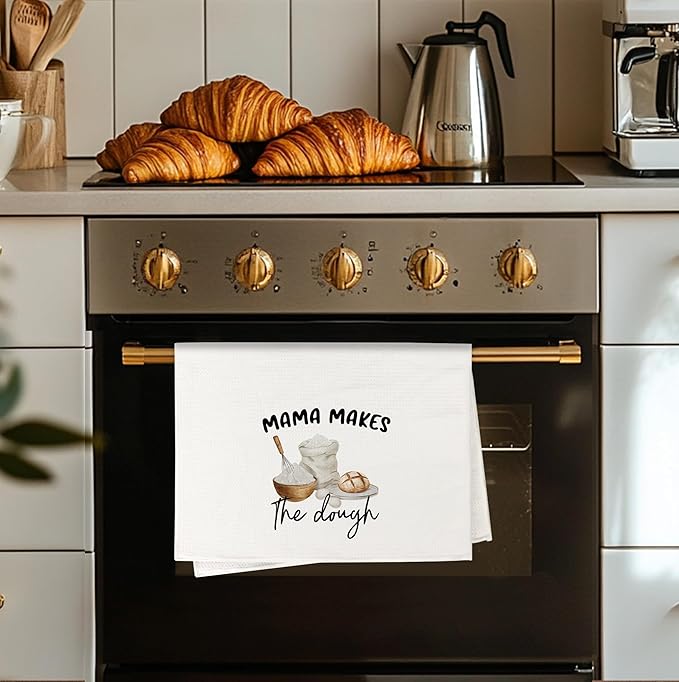Mama Makes The Dough Kitchen Towels, Tea Towels for Baking Sourdough, Baking Gifts for Women Decorative Dish Hand Towels for Kitchen, for Mama Mom, 16x24 Inch