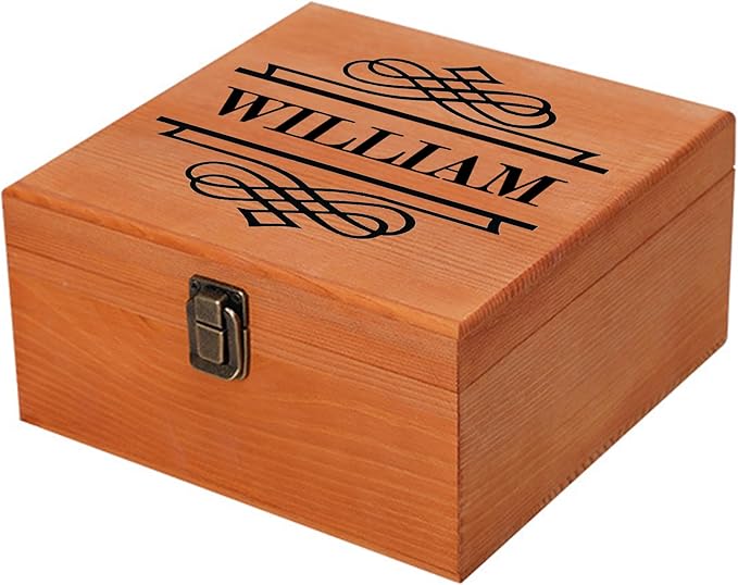 Personalized Keepsake Memory Box - Custom Name Wooden Decorative Storage With Lid for Women Men - Customized for Birthday, Anniversary, Wedding, Graduation