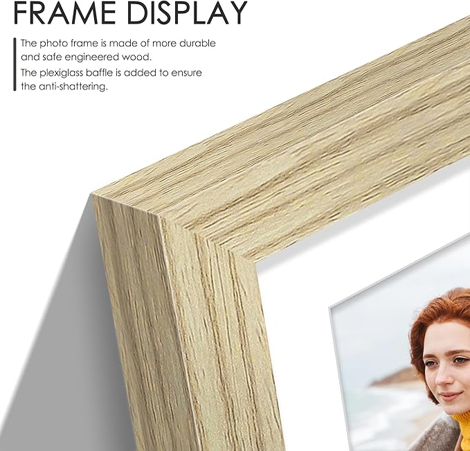 8x16 Collage Picture Frame 5x7 Collage Picture Frame Displays Three 5x7 inch Photos or 8x16 (Without Mat) for Available Horizontal Wall Mounting Display and Vertical Wood Color