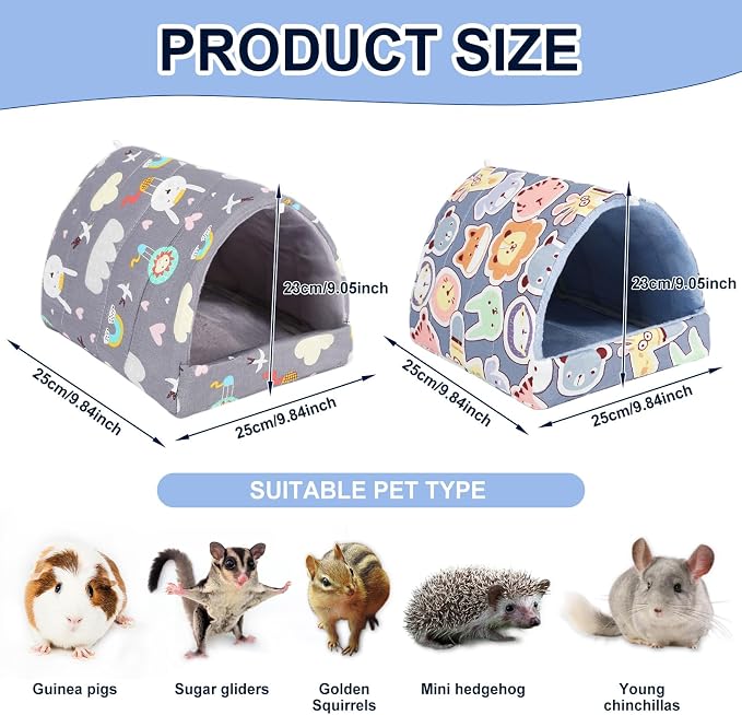UPINS 2 Pack Guinea Pig Hideout,Guinea Pig Bed | Washable Small Animal House Cage Accessories,for Mouse Chinchillas Hamsters Hedgehogs Ferrets