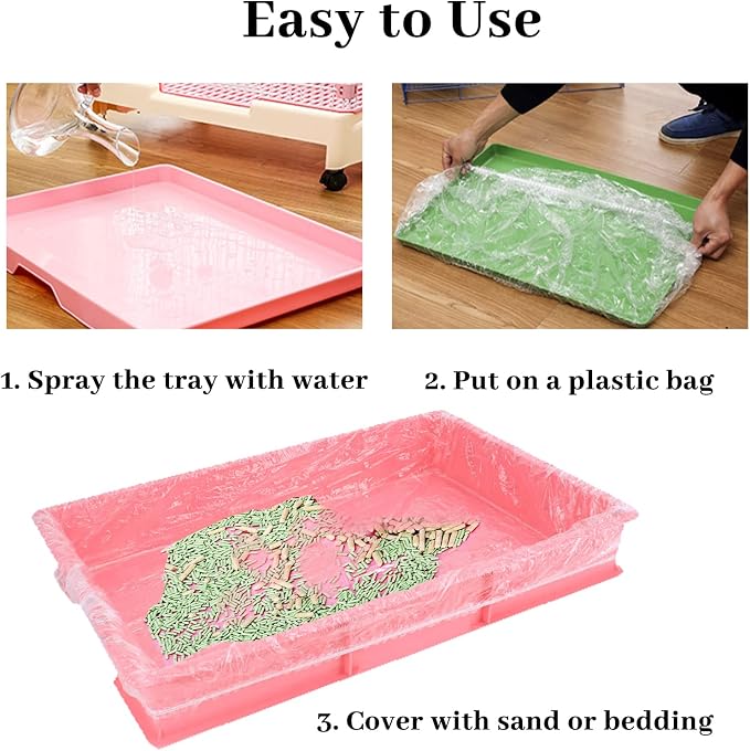 BNOSDM 100 PCS Disposable Rabbit Cage Liner 28"x20" Plastic Guinea Pig Cage Bedding Hamster Litter Pan Bags Universal Toilet Film for Bunny Chinchilla Ferret Hedgehog Small Animals (47")