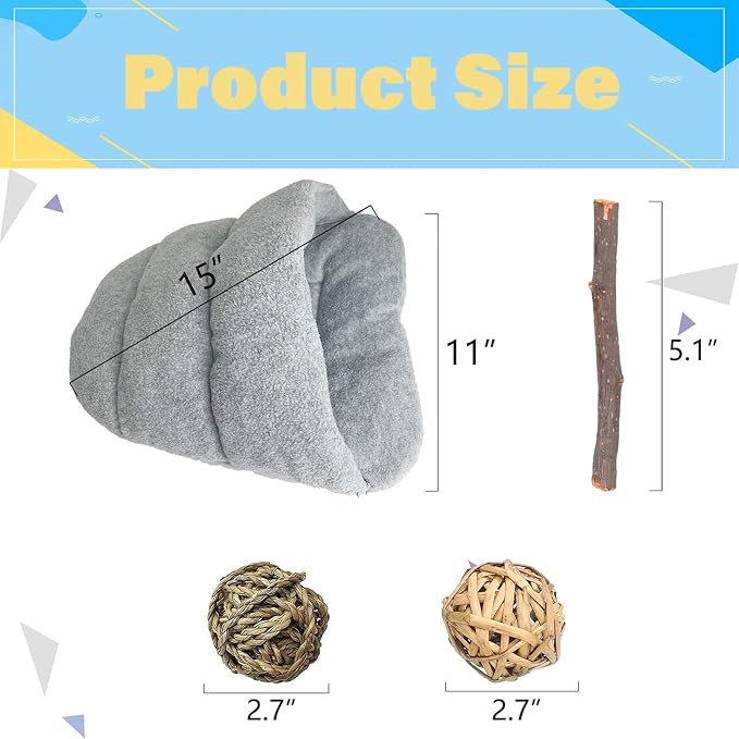 kathson Rabbit Cave Sleeping Bed Guinea Pig Hideout Cozy House Pet Soft Warm Fleece Winter Slipper Cushion Small Animal Nest Cage for Ferrets Squirrel Hamster Chinchilla Rat Hedgehog Bunny