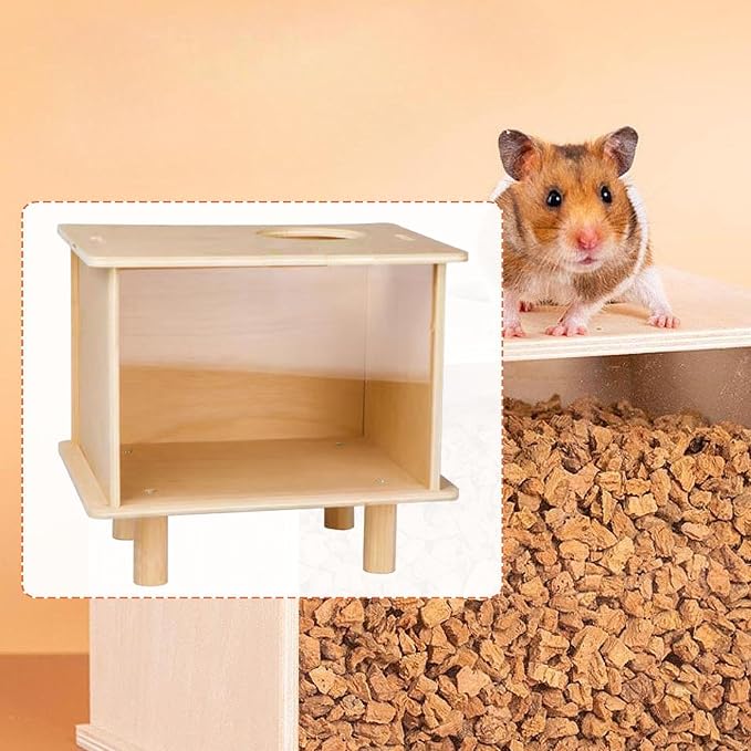 Hamster Digging Box - Sturdy Sand Bath & Hideout for Small Animals, Acrylic & ABS Plastic Play Container for Hamsters, Rats, Lemmings- Small