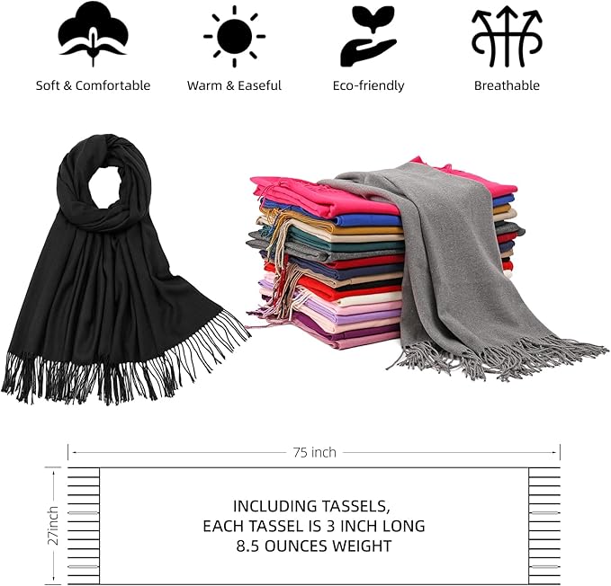 RIIQIICHY Women's Scarf Pashmina Shawls and Wraps for Evening Dress Bridesmaid Wedding Bridal Winter Warm Long Large Scarves