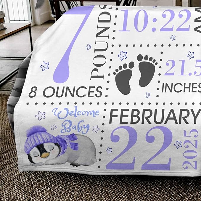 Custom Name Blanket for Kids Adults, Personalized Baby Blanket with Name for Girls Boys Cute Animal Pattern Purple Personalized Christmas Birthday Gifts for Kids Women Mom