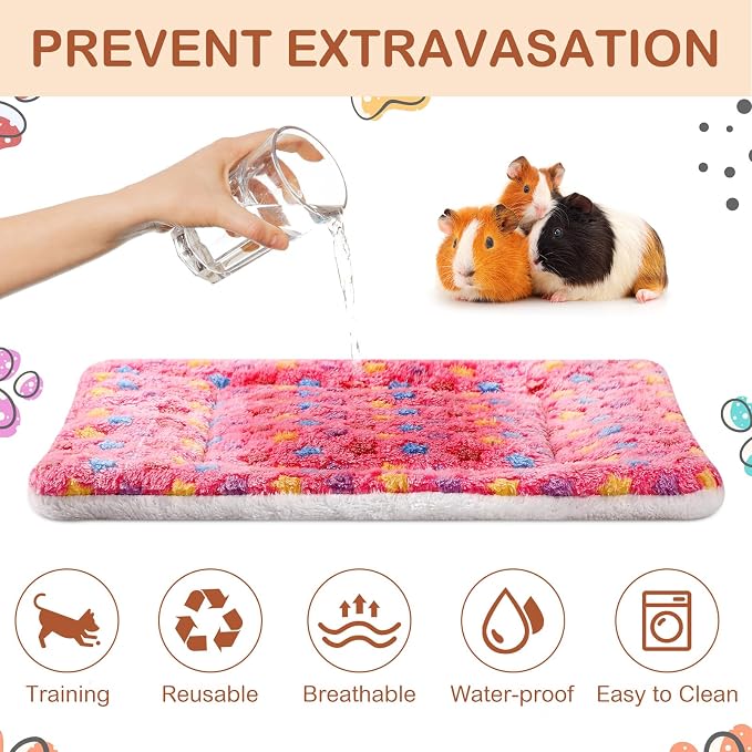 Haull 4 Pcs Waterproof Guinea Pig Bedding Soft Dog Cat Bed Crate Mat Small Animal Plush Cage Liners Rabbit Bunny Kennel Pad Reversible Cozy Pee Thickened Hamster Pad(Star,13 x 10 Inch)