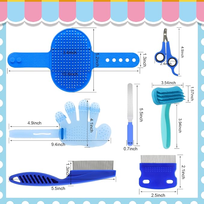 Rabbit Grooming Kit, Rabbit Brush for Shedding with Bunny Nail Clipper, Rabbit Nail Trimmers with Pet Combs for Hamster Guinea Pig Ferret by KALAMANDA
