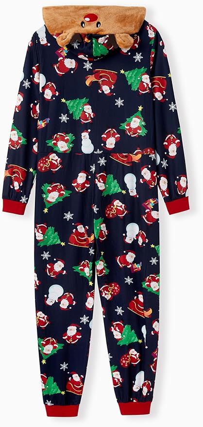 PATPAT Matching Family Christmas Onesie Pajamas – Holiday Hooded Jumpsuit Sleepwear PJs Couples Xmas Loungewear with Socks