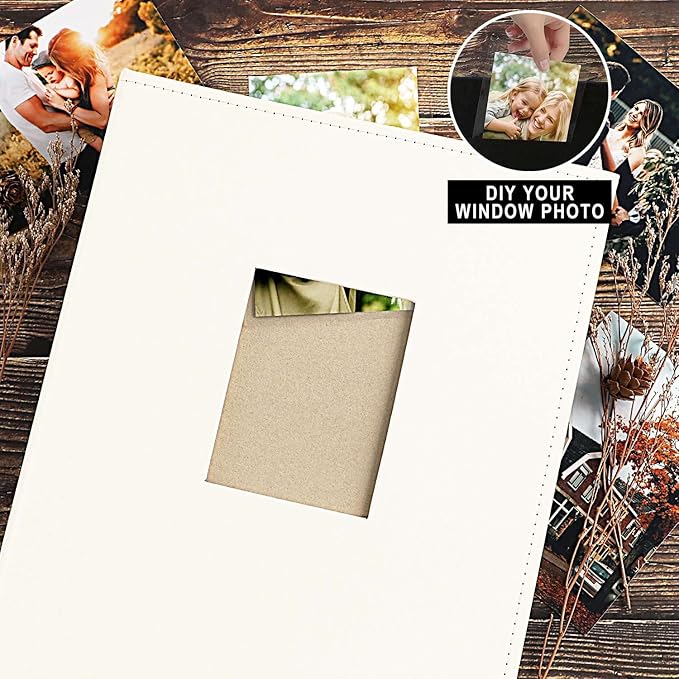Ywlake Photo Album 4x6 400 Pockets, Leather Photo Albums Holds 400 Vertical Pictures Only Beige
