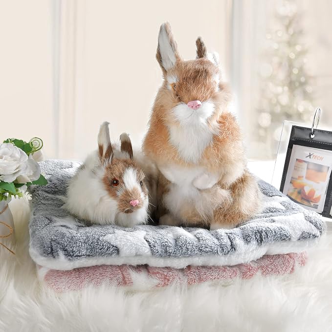 Small Animal Bed Mat, Soft & Warm, Suitable for Guinea Pig, Hamster, Rabbit, Rat and Bearded Dragon (X-Large(13.3''x9.4''), Footprint White) (Pack of 2)