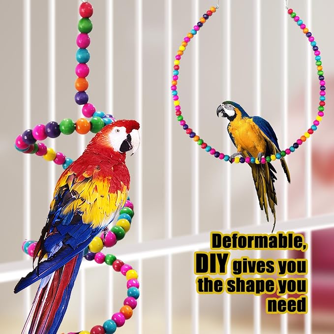 Parakeet Toys,7 Pcs Colorful Bird Toys for Parakeets,Pet Bird Cage Hammock Swing Climbing Ladders Chewing Toy Mirror Hanging Bell Wooden Perch for Budgerigar,Conures, Love Birds,etc | Swing Climbing Ladders Chewing Toy Mirror Hanging Bell Wooden Perch,...