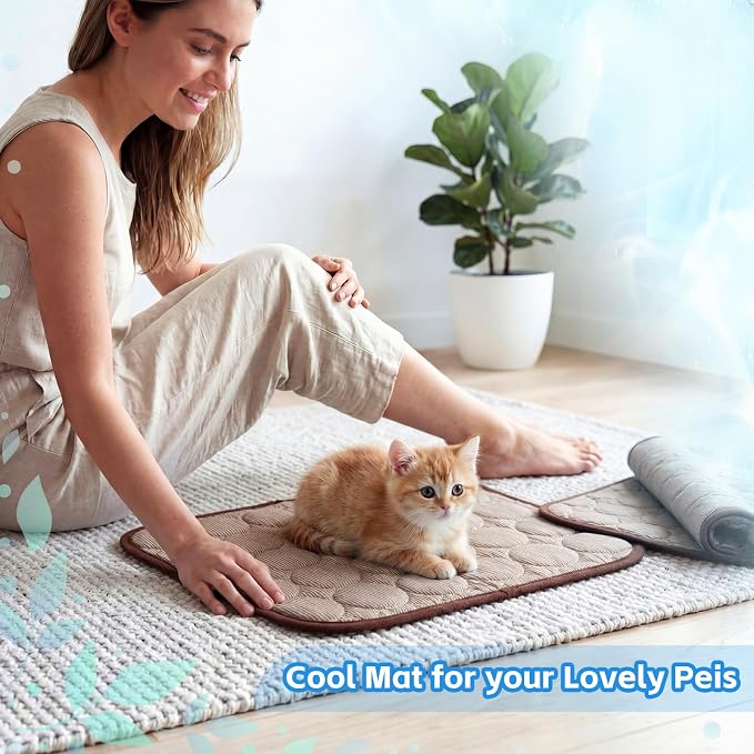 Jetec 3 Pcs Guinea Pig Cooling Mat, Small Animal Beds,Summer,Brown | 10 x 11 in Summer Ice Silk Pad for Rabbit, Hamster, Chinchilla, Rat, Warm Guinea Pig Hideout, Cozy Small Animal Cage Bed