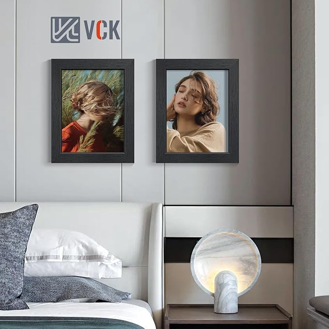 VCK 8.5x11 Picture Frames Black Set of 6, Wide Border Wood Multi Certificate 8.5 x 11 Frame, Family Photos, Office Prints, Studio/Gallery Artwork, Woodgrain Series, Tabletop & Wall Hanging