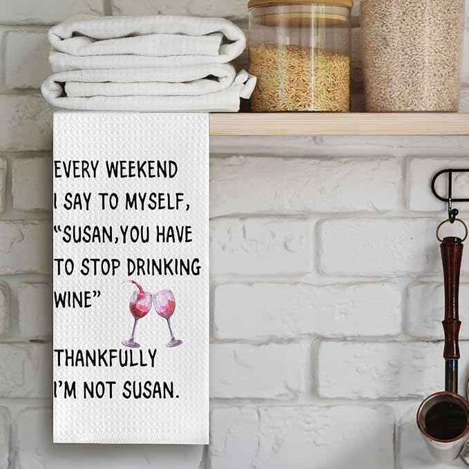 Funny Wine Kitchen & Bath Towels - 16 x 24, Wine Lovers Gifts for Women, Decor