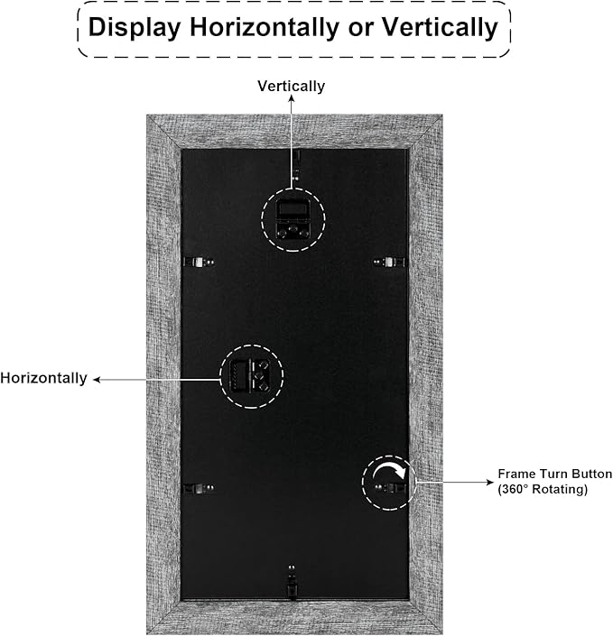8x16 Picture Frame Display 3 opening Picture Frame 5x7 Collage,Multi Photo Frame with Mat,Plexiglass,Horizontal and Vertical Formats for Wall Decor,Grey Wood Grain