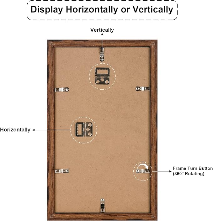 8x14 Collage frame with 3 Openings 4X6 Pictures, Multiple Picture Frame with Mat, Wall or Tabletop Decor, Carbonized Brown Wood Grain,2 Pack