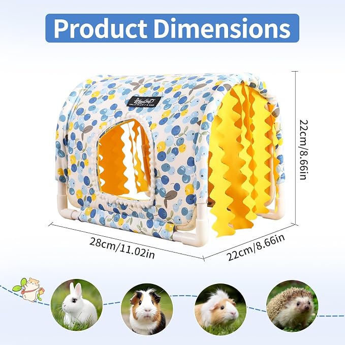 Guinea Pig Hideout No Bottom Guinea Pig Bed Easy to Clean Rabbit Hideout Bunny Beds - Small Animal Indoor Habitat for Chinchilla Ferret Hedgehog Flower-Branch Mouse (Pink Flower)