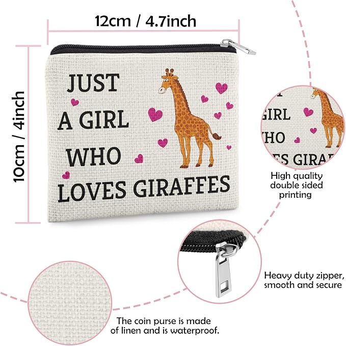 Giraffe Coin Purse for Giraffe Lovers Women Animal Lovers Gifts Friend Sister Daughter Wife Mom Giraffes Lover Valentines Gift Students Teen Graduation Gifts Zipper Change Pouch