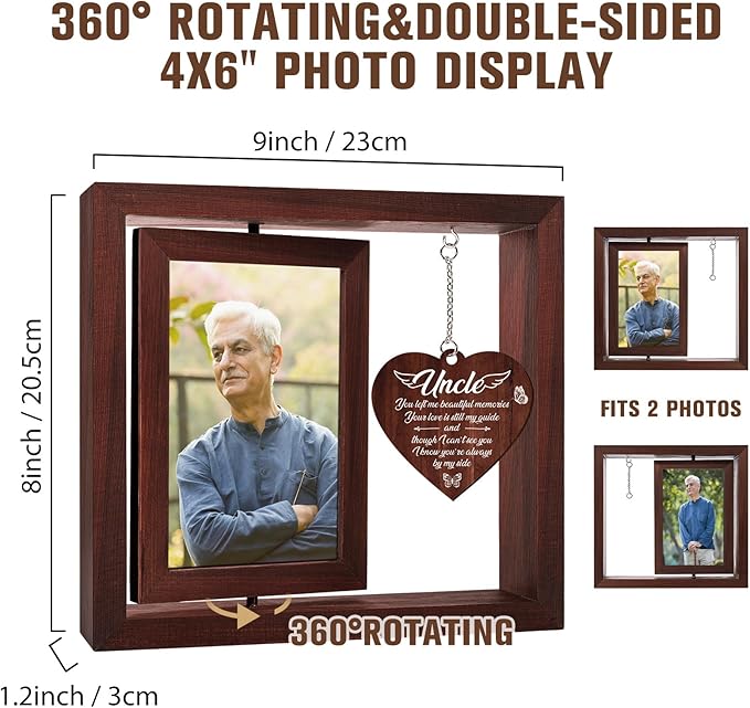 Vetbuosa Memorial Gifts for Loss of Uncle Picture Frame, Sympathy Bereavement Remembrance Funeral Condolence Gift, Fits 4x6 In Photo