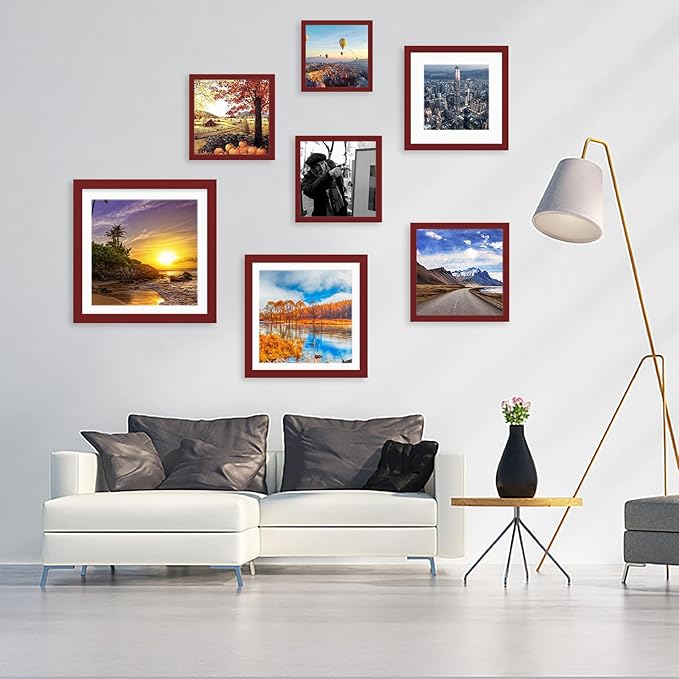 12x12 Wood Picture Frames for Wall Hanging or Tabletop,Diamond Painting Frame Baby Scan Picture Frames with 2 Mats Display 8x8 or 10x10 for Family Walls Decoration,Anniversary,Wedding,Christmas(Red)