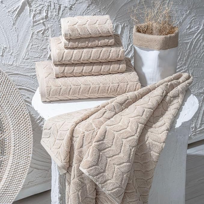 Turkish Cotton Ultra-Soft Plush Absorbent Quick Dry Bathroom Towel Set, Made in Turkey (Sand Beige, Bath Sheet)