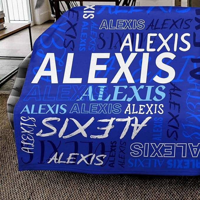 Personalized Baby Blanket for Girls Custom Baby Blanket with Name for Kids Custom Blue Name Blanket for Infant Toddler Soft Newborn Bed Throw Personalized Baby Gift for Birthday Baby Shower Christmas