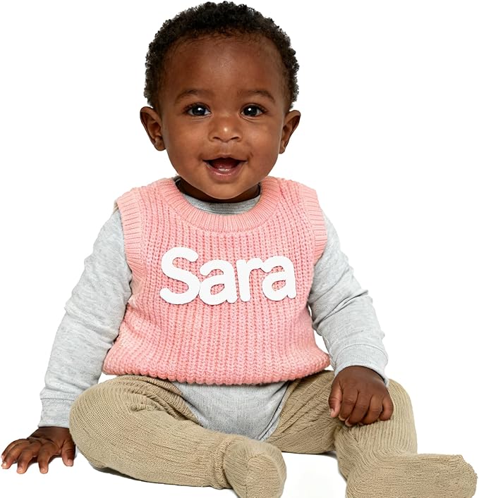 Personalized Knit Baby Boy Girl Sweater with Name Custom Pullover Sweatshirt Custom Baby Gifts