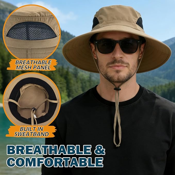 EINSKEY Wide Brim Sun Hat, UPF 50+ UV Protection Waterproof Packable Bucket Hat for Men & Women, Fishing Hiking Beach Garden