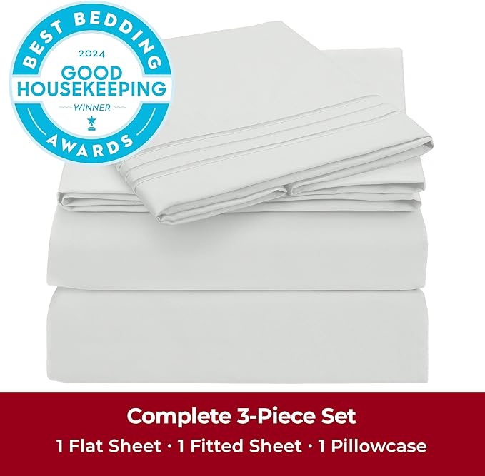 Mellanni Twin Sheets Set - 3 PC Iconic Collection Bedding - Hotel Luxury, Extra Soft, Cooling Bed Sheets - Wrinkle, Fade, Stain Resistant (Twin, Ivory)