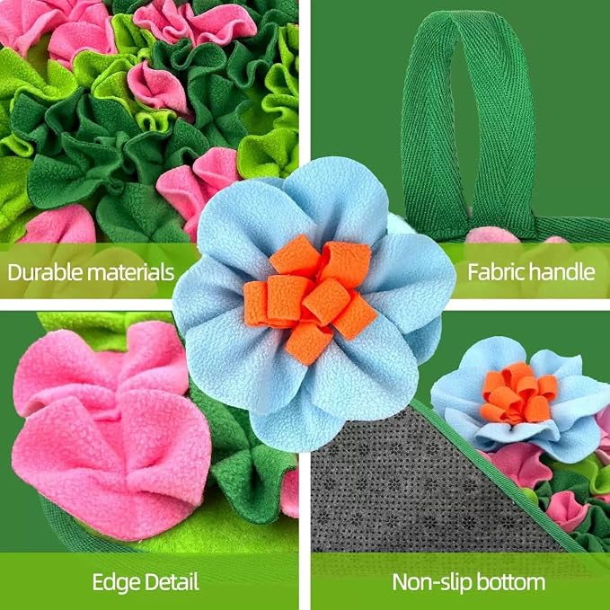 Hedgehog Foraging Mat Enrichment Toy, with Non-Slip Bottom for Hedgehogs, Rabbits, Guinea Pigs, Hamsters, Hedgehogs Cage Accessories Interactive Feeding & Sensory Play Mat (Floral, 17.7x9.8 Inches)