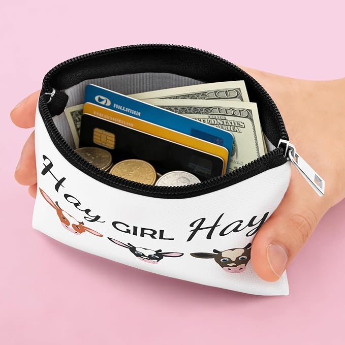 Cow Lover Gift Coin Purse for Women Cow Themed Gift Friend Cowgirl Christmas Graduation Birthday Gifts Coin Pouch Animal Lover Best Friend Sister Christmas Birthday Gifts Zipper Change Pouch