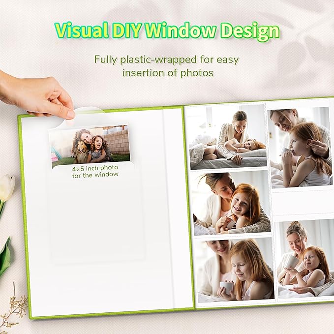 Photo Album 4x6 with 600 Pockets,Slip-in Picture Albums,Linen Cover Memory Book with Front Window,White Page Vertical Photo Book for Wedding,Family,Anniversare,Baby,Vacation
