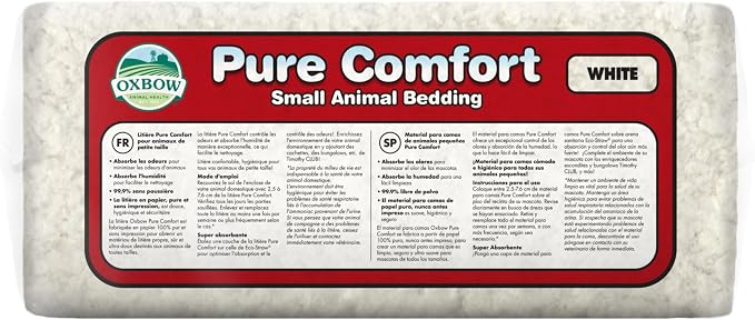 Oxbow Small Animal Bedding, Hamster, Guinea Pig, Rabbit, White, USA, 72 L | Pure Comfort, Hamster Bedding, Guinea Pig Bedding, Low Dust, Virgin Paper, Litter Box, Bunny, Rats, Gerbils, Chinchillas