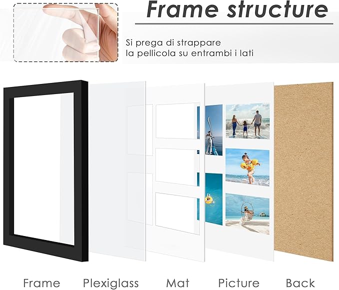13x16 Picture Frame 5x7 Collage Picture Frame Displays Five 5x7 inch Photos Collage Wall Decor Wall Hanging Black