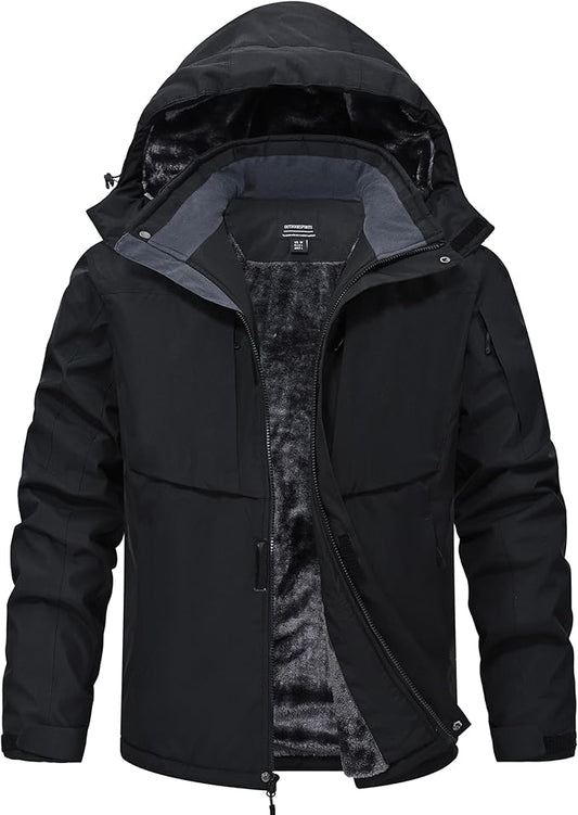 Mens Winter Snow Jacket Waterproof Ski Jackets Snowboard Rain Warm Coat Insulated Hood Fleece Lined