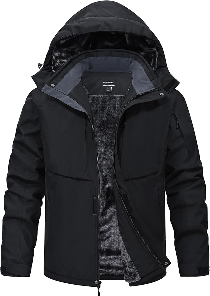 Mens Winter Snow Jacket Waterproof Ski Jackets Snowboard Rain Warm Coat Insulated Hood Fleece Lined