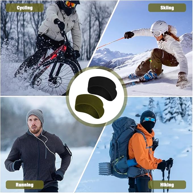 Ear Warmers Headband, Fleece Earmuffs Running Headband Winter Ear Covers Moisture Wicking Ski Sport Headband for Men & Women (19.2 inches, One Size, Cycling)