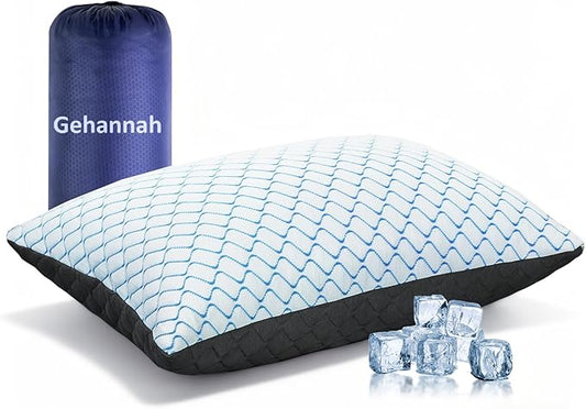 Gehannah Travel Pillow - Large 1 Pack Compressible Camping Pillow for Sleeping - Shredded Memory Foam with 1 Storage Bags - Supportive for Adults, Kids, Outdoor, Backpacking, Hiking Gear