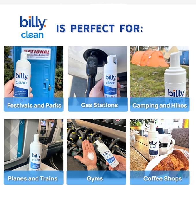 Billy Clean Little 100% Natural No Rinse Waterless Soap, Hand and Body, Travel Size Foaming Hand Washer, Alcohol Free, Elderly and Kids