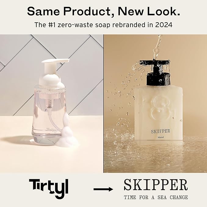 Tirtyl Skipper Foaming Hand Soap Tablet Refills - 12 Pack - 96 fl oz total (12x 8 fl oz) - Rebranded - Compostable Packaging - Bergamot, Blue Cypress & Sage