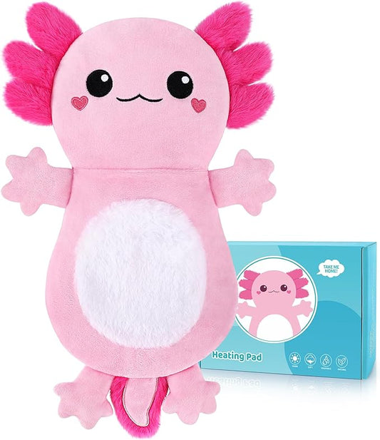 Axolotl Microwave Heating Pad for Period Cramps, Animals Microwavable Heating Pad for Shoulder Neck Knee Pain Relief, Cute Pink Axolotl Plush Heat Pack for Women Mother's Day and Kids Birthday