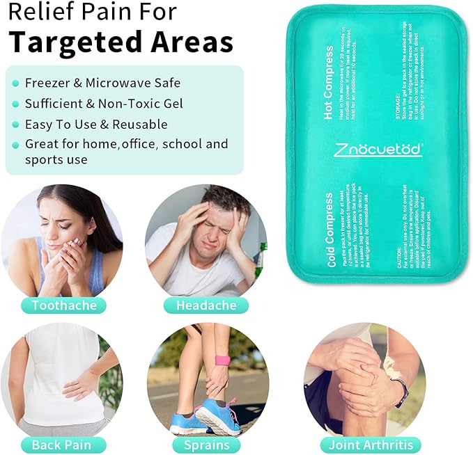 Gel Ice Pack for Injuries Reusable Soft Freezer Ice Bag with Strap- Hot Cold Compress Packs for Swelling Bruises Surgery Knee Shoulder Foot Back Ankle Neck Elbow Wisdom Tooth-1 Pack
