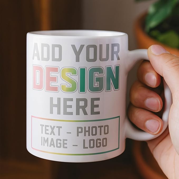 Custom Mug 11oz – Customized Mug with Your Text & Image, Personalized Mug, Perfect Custom Gift Idea for Birthday, Mother’s Day, Father’s Day, Christmas, Business