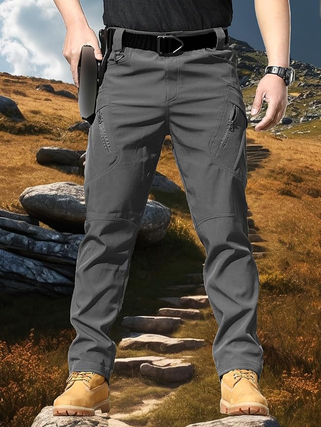 AUTIWITUA Men's Tactical Cargo Pants Water Resistant Lightweight Hiking Pants Outdoor Work Pants with Multi Pockets(No Belt)