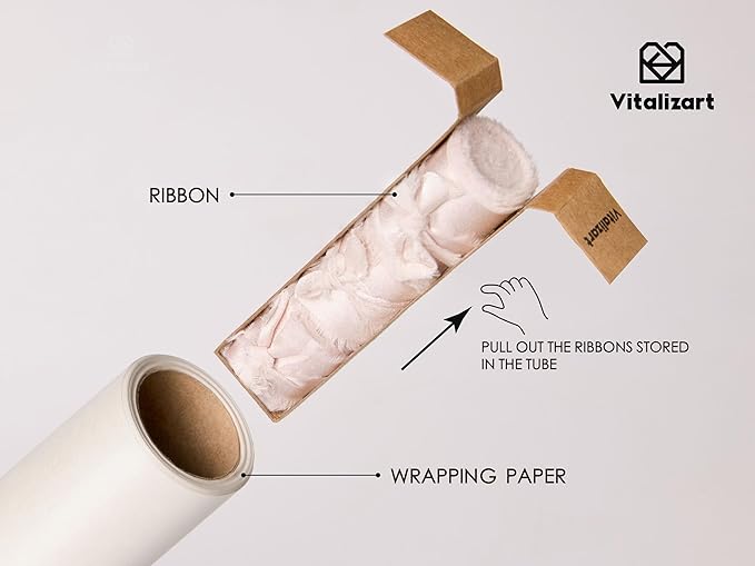 Vitalizart White Wrapping Paper Set 17" Pearly-Lustre With Silk Like Satin Ribbon & Gift Tags Recyclable Christmas Gift Wrapping Birthday Baby Shower Wedding Handmade Crafts 197"(16.4 Ft)