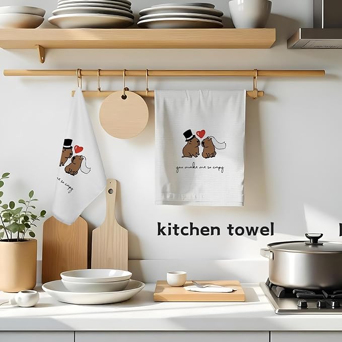 Capybara Kitchen Towels, Hand Towels for Bathroom, Dish Towels, Valentine Wedding Gifts for Couples Newlyweds, Capybara Gifts, 16x24 Inch