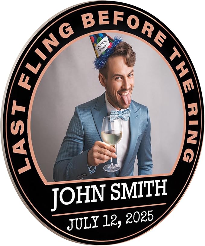 20 Pack Personalized Bachelor Party Coasters, Custom Cardboard Drink Coasters with Photo Print and Text, Fun Bachelor Party Favors and Gifts, 3.95" Round, Design 4