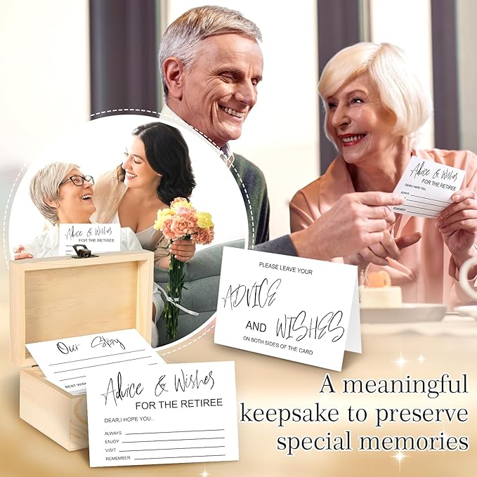 50PCS Retirement Wishes Cards Box for Retirement Party Decorations Favors & Gifts for Women or Men